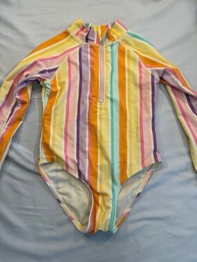 Kids Long Sleeve Stripe Rashguard Swimsuit - Pastel Multi